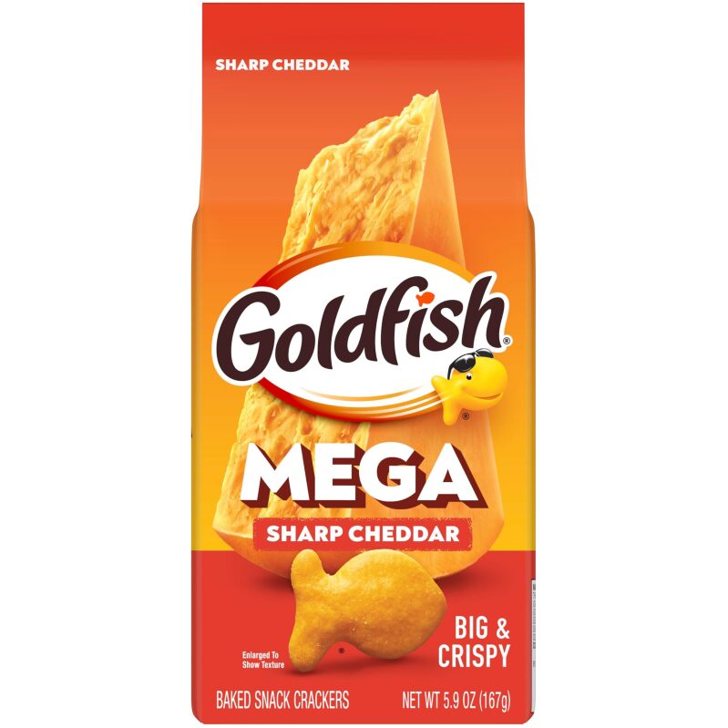Goldfish Mega Bites Sharp Cheddar Cheese Crackers - Big & Crispy