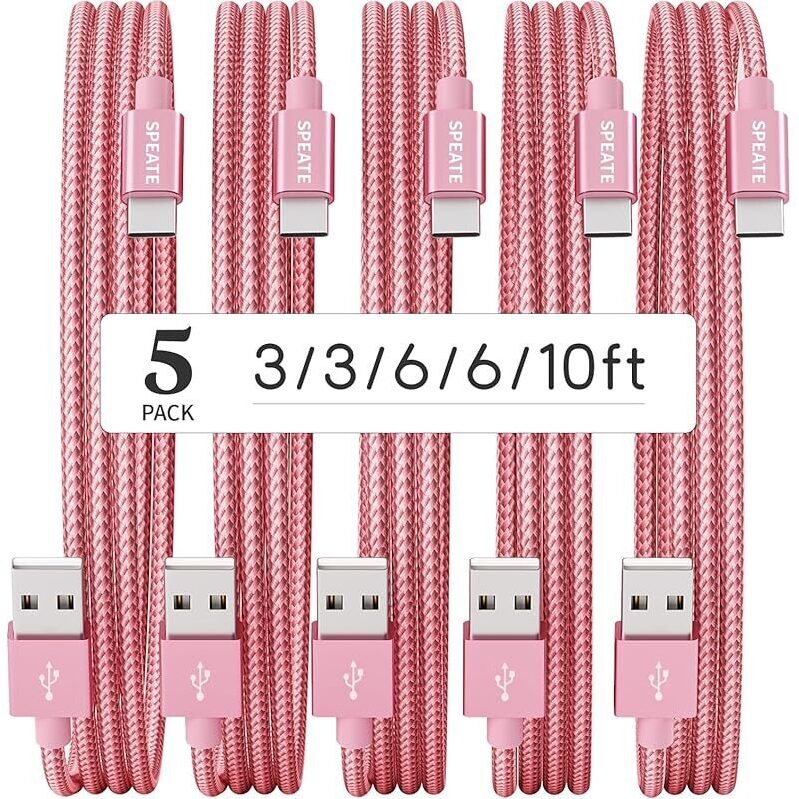 5-Pack USB to USB C Cables - Versatile Lengths for All Your Charging Needs