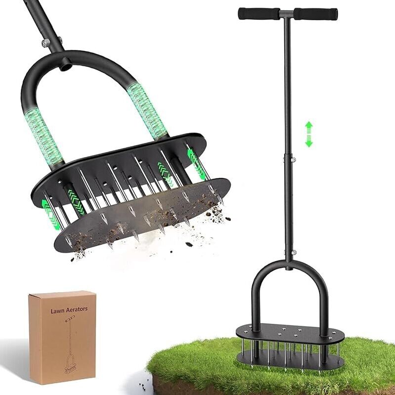 38-in Lawn Aerator with 15 Iron Spikes - Perfect for Healthy Lawns