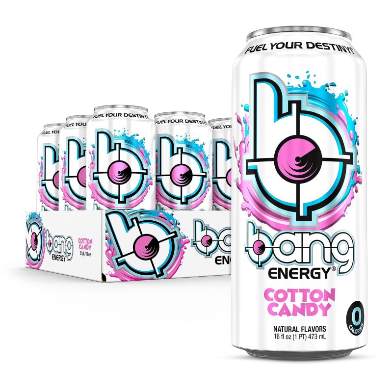 12-Pack Bang Energy Cotton Candy Sugar-Free Energy Drink 16oz