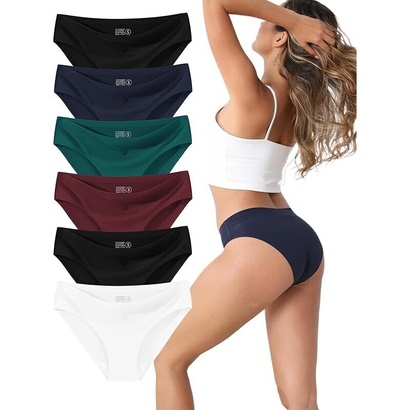 6pk WAYIQE Women's Seamless Underwear Stretch Bikini Panties