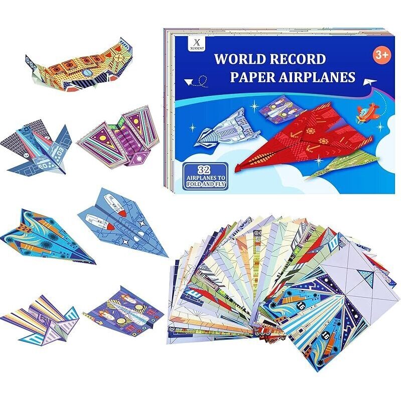 World Record Paper Airplane Kits - 16 Classic Designs & 32 Sheets
