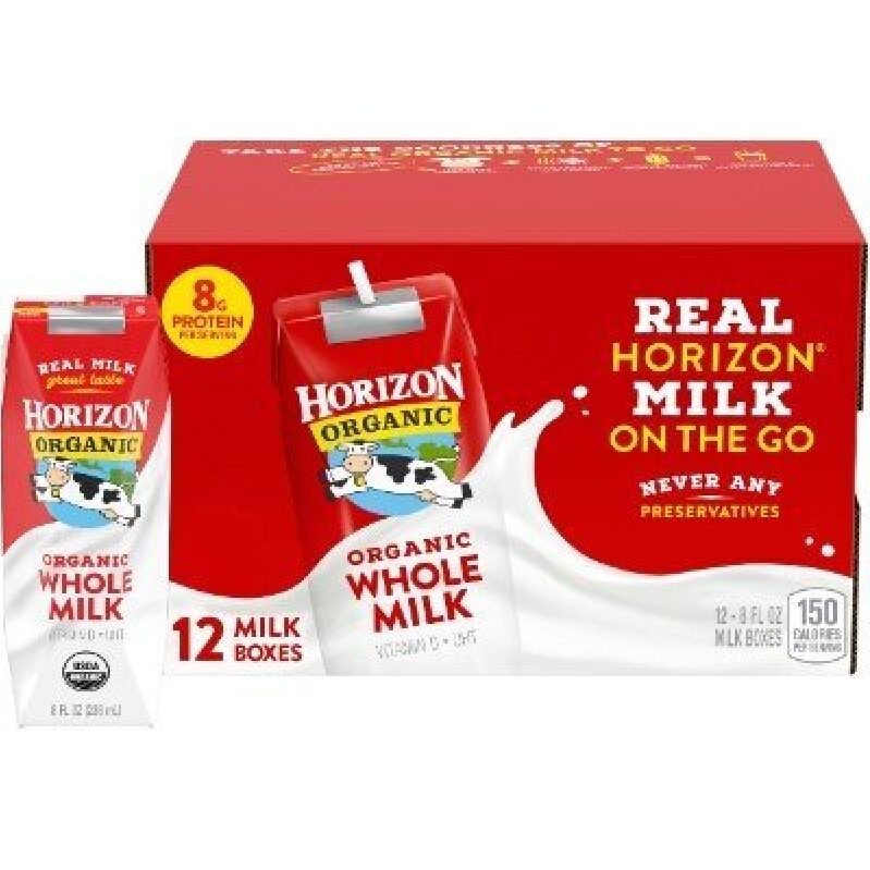 Horizon Organic Whole Milk - 12 Boxes, Real Milk on the Go