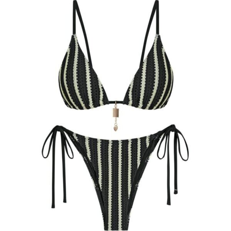 ZAFUL Black Crochet Bikini Set for Women - 57% Off