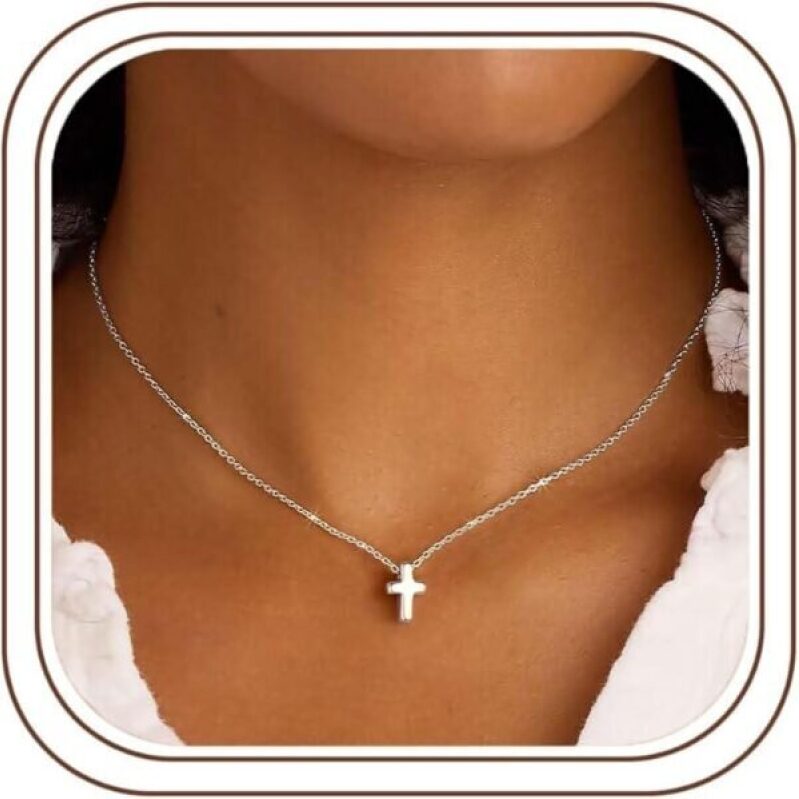 Elegant Silver Cross Necklace for Women - 50% Off