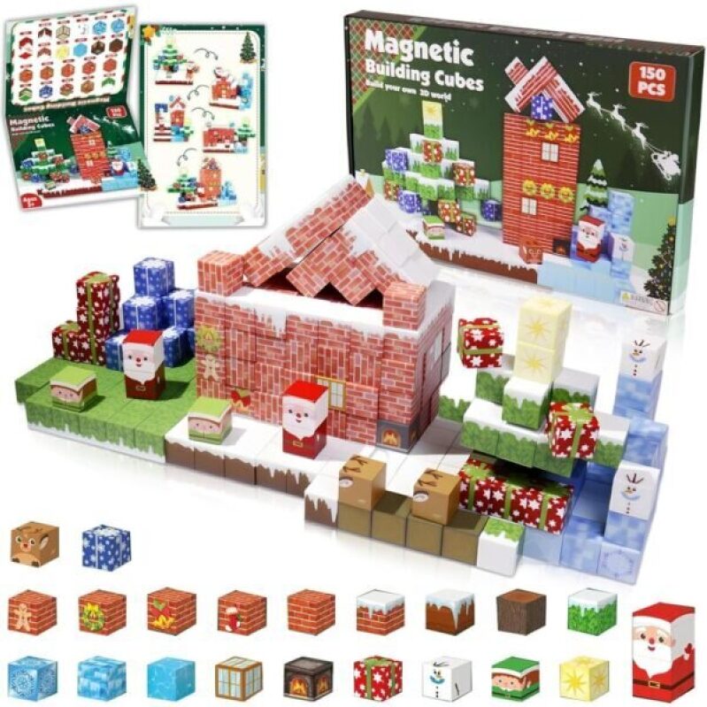 Magnetic Blocks – 150 PCS Magnets Block Sensory Educational Interactive Building Toy Set for Toddlers Kindergarten Creative STEM Learning Gift
