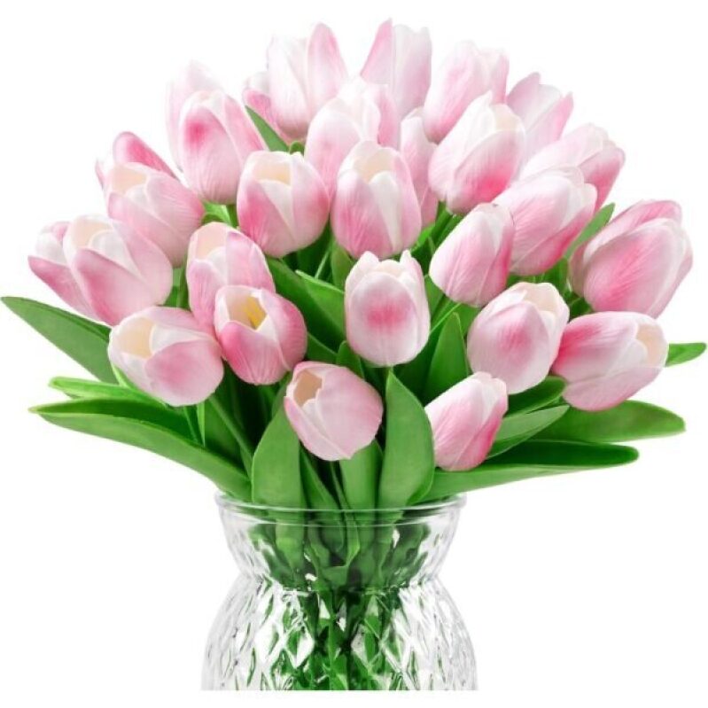 30Pcs Fake Tulips Artificial Flowers - Light Pink