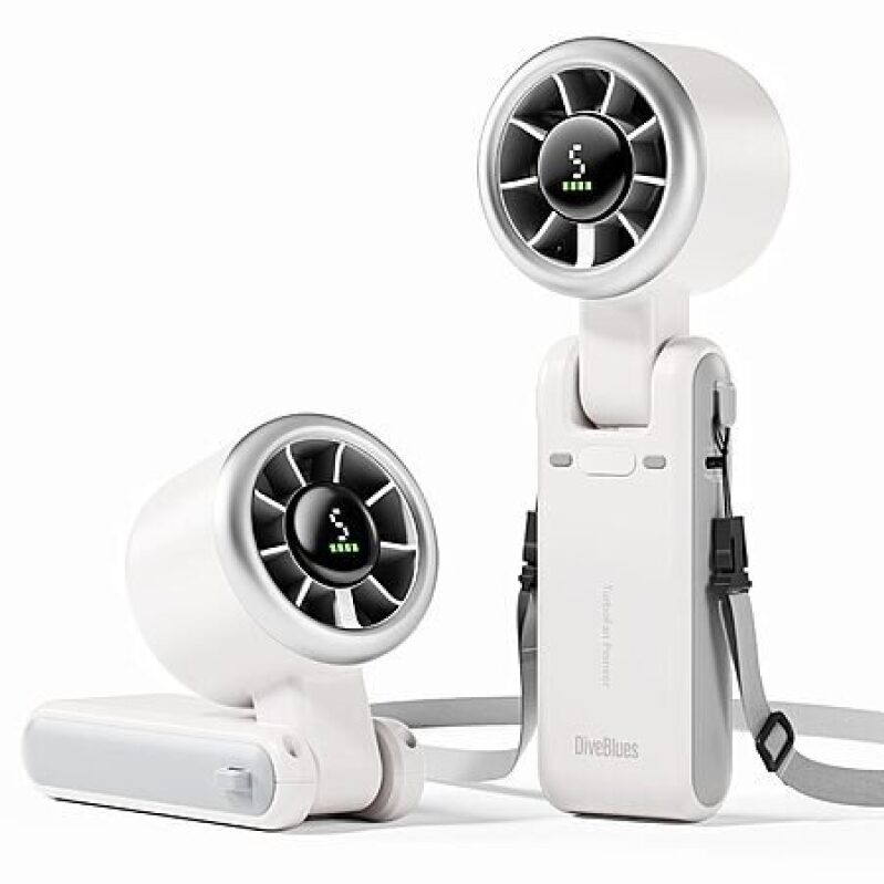 Diveblues 4000mAh USB-C Rechargeable Foldable Handheld Turbo Fan - 5 Speeds, 10m/s Max