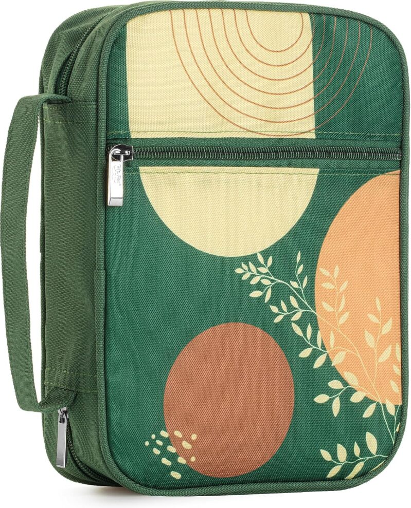 Mr. Pen Bible Cover Case - Protective Carrying Book Bag with Handle and Zippered Pocket (Dark Green)