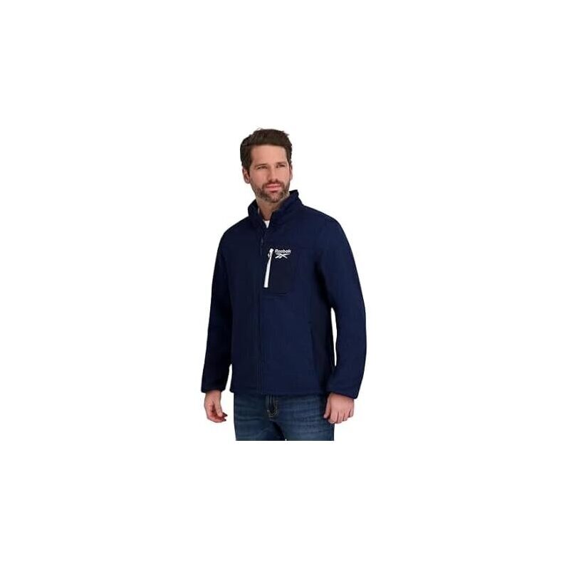 Reebok Men's Mock Neck Zip-Up Textured Fleece Shell Jacket - Ultimate Comfort