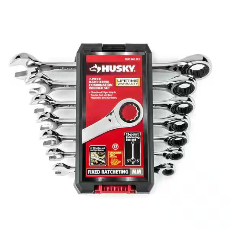 7-Piece Husky Ratcheting MM Combination Wrench Set for $25