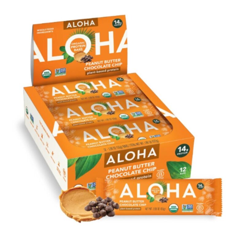 Aloha 12-Pack Organic Peanut Butter Chocolate Chip Protein Bars - Best Deal