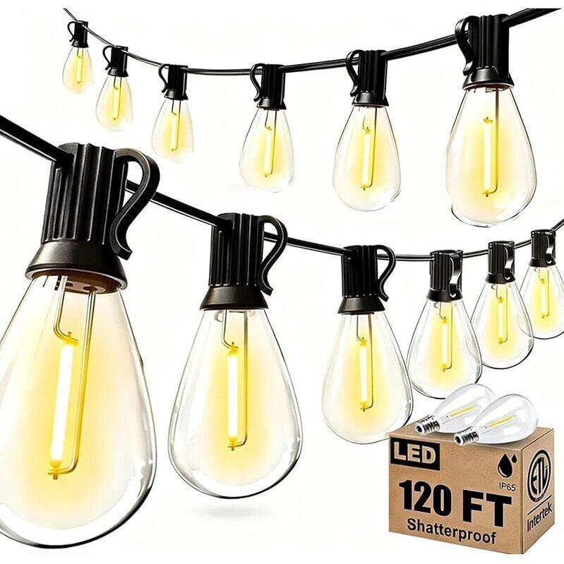 Smareal 120-in Outdoor LED String Lights - Perfect for Patios & Decks