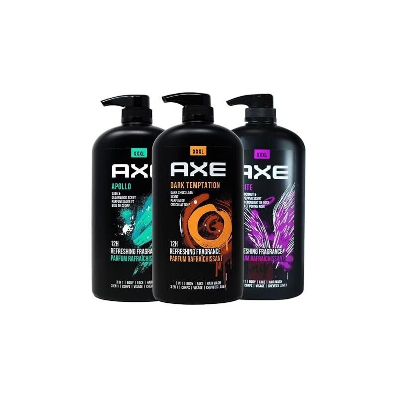 Axe Men's Body Wash 3-Pack: Dark Temptation, Apollo, and Excite Scents