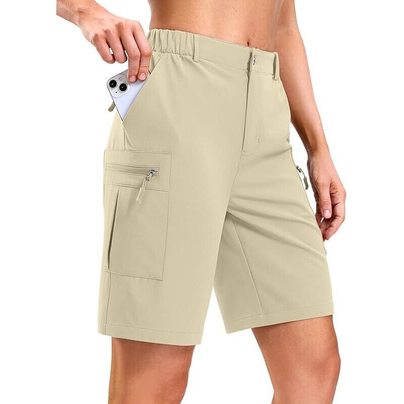 Pudolla Women's 9-Inch Hiking Cargo Shorts with Pockets - Ultimate Outdoor Comfort