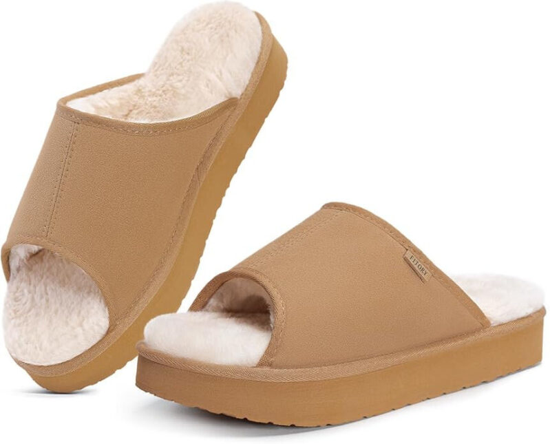 Luxury Women's Slippers - Soft & Warm Rabbit Fur Lined, Perfect for Home