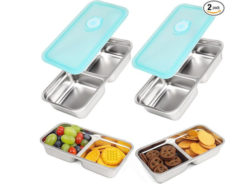 Stainless Steel Double Compartment Lunch Box - Ideal for Work, Camping, and Daily Use