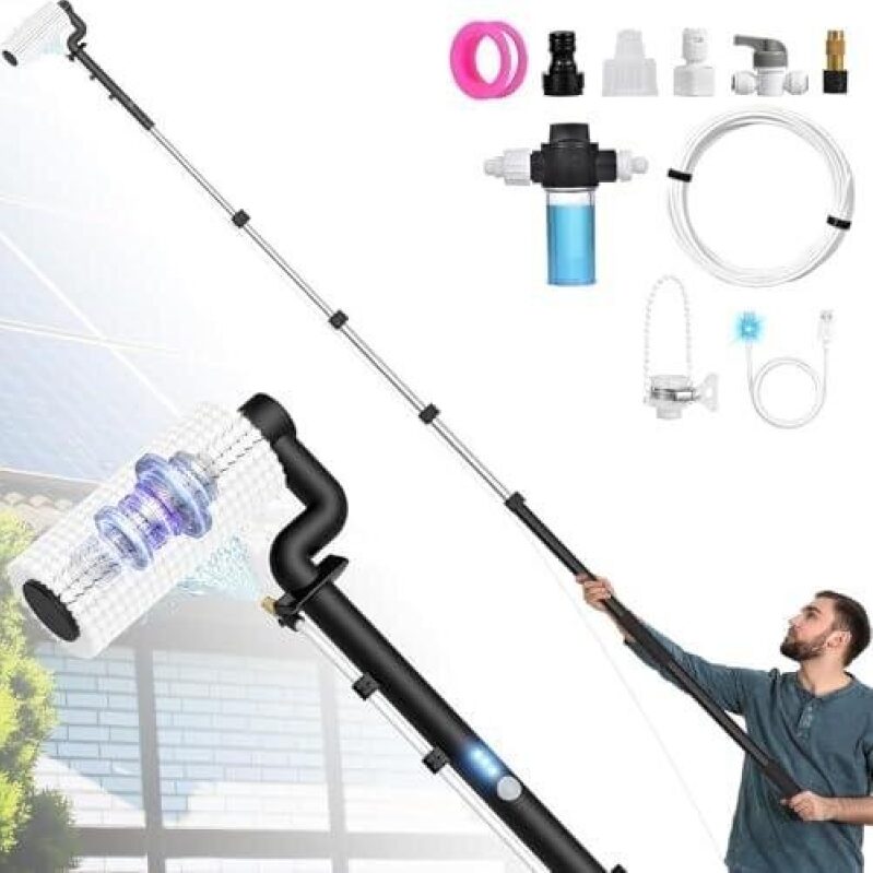 Double Speed Solar Panel Cleaning Brush with Soap Dispenser - 20ft