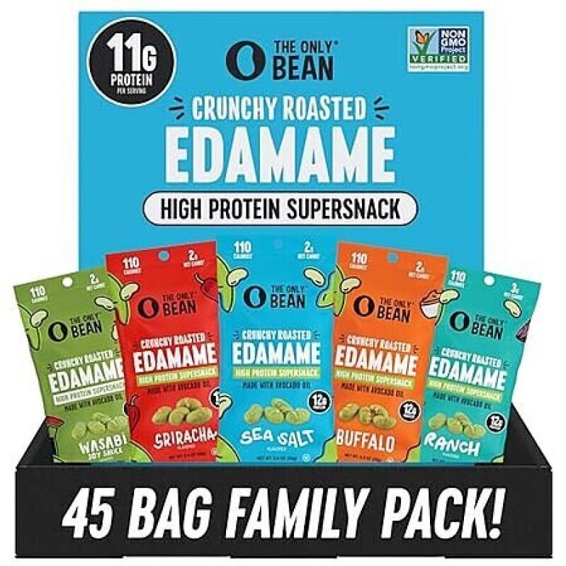 45-Pack 0.9-Oz The Only Bean High Protein Edamame Snacks (Variety Pack)
