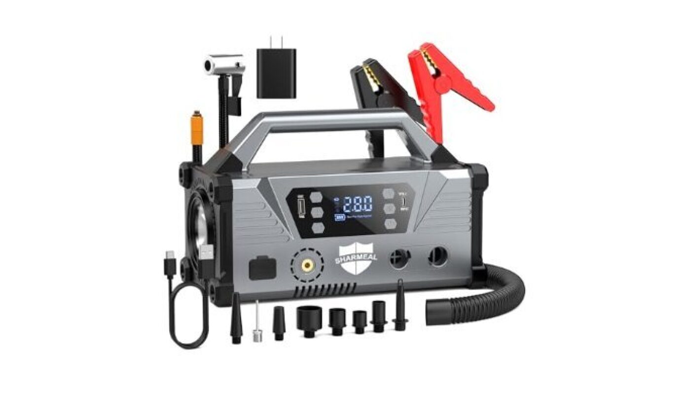 Sharmeal 9000A Jump Starter with Air Compressor - Portable 12V Car Battery Jumper
