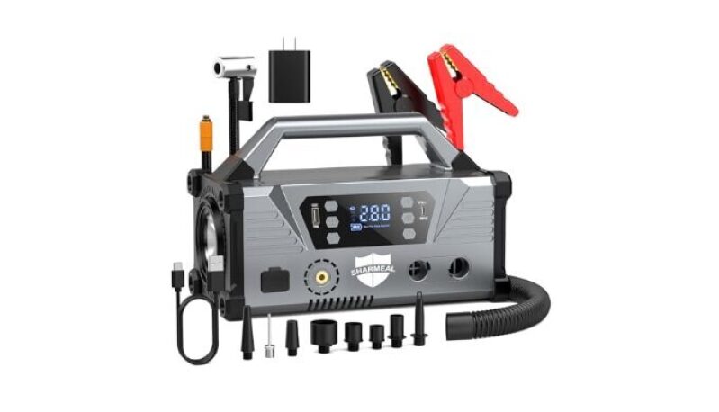 Sharmeal 9000A Jump Starter with Air Compressor - Portable 12V Car Battery Jumper