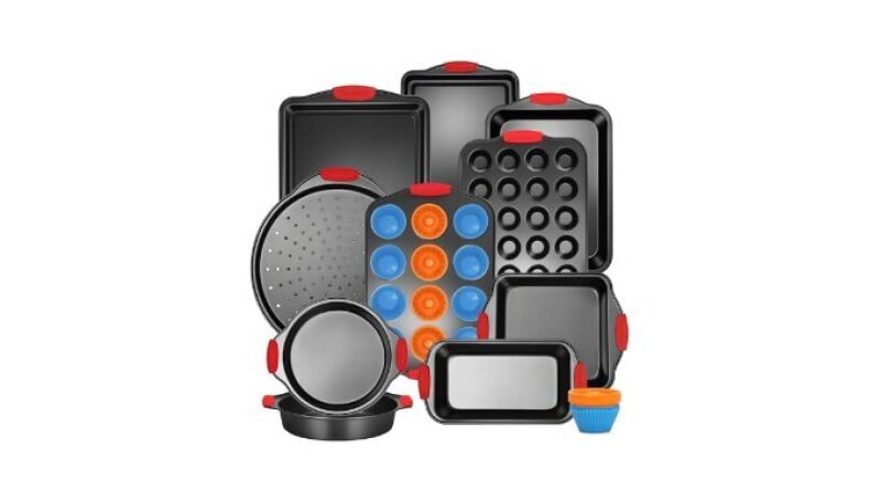 34-Piece Nonstick Bakeware Set with Silicone Handles - Ideal for All Baking Needs