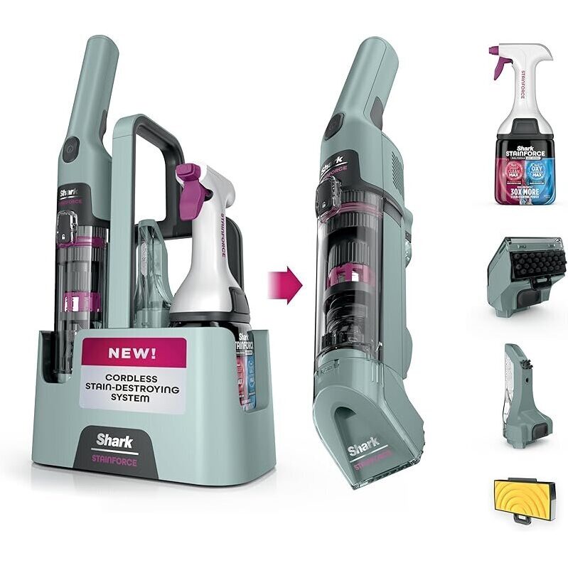 Shark HX101 StainForce Cordless Portable Carpet Spot Cleaner - Best Tough Stain Removal