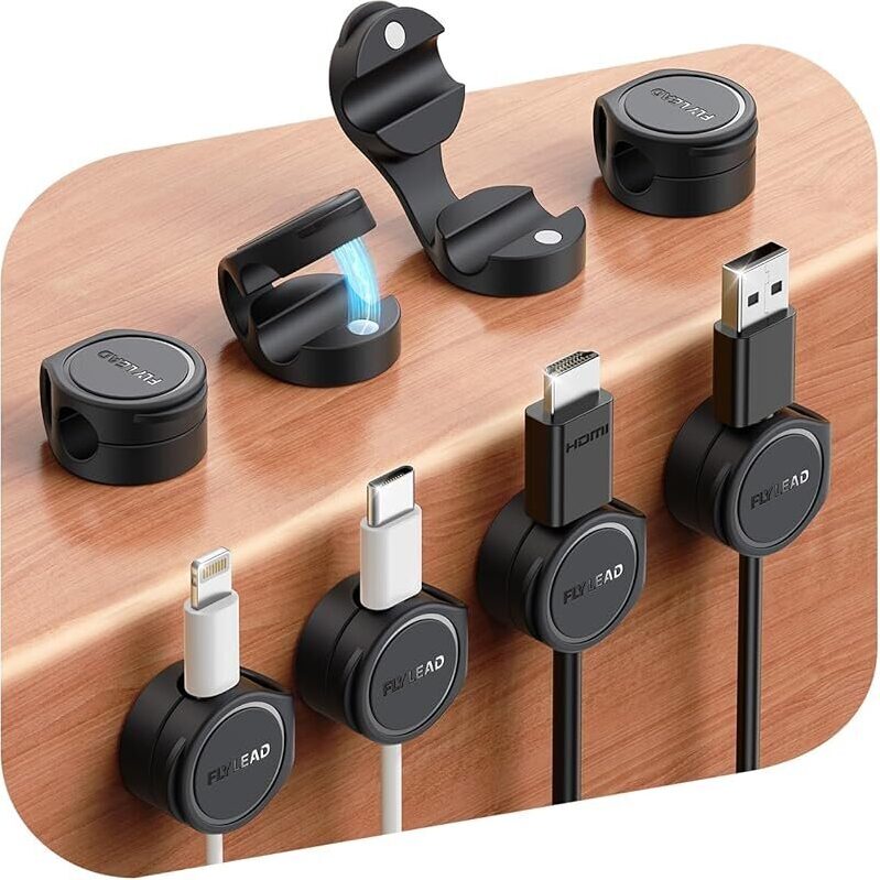 FLYLEAD Magnetic Cable Clips for Cable Management - 8-Pack