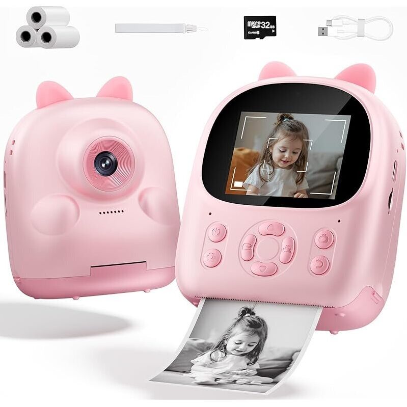 Mandizza Instant Print Camera for Kids - 30W Pixels, No Ink Needed