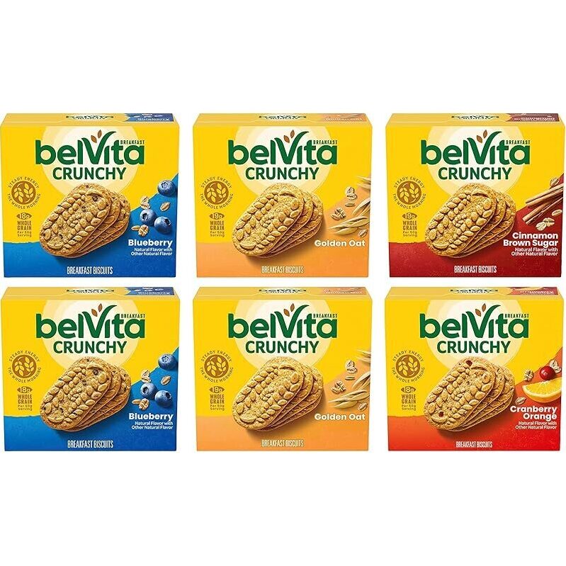 30-Pack BelVita Breakfast Bars Biscuits Variety Pack - Whole Grain, Natural Flavors