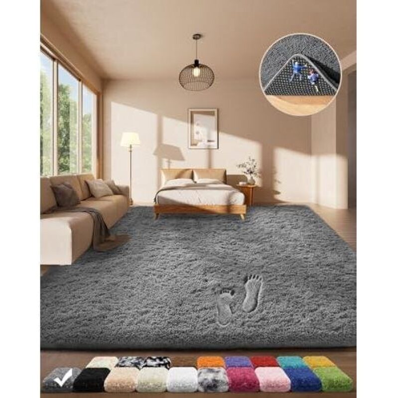 Premium Soft Rug - 4x6 ft Gray Plush Carpet - 35% OFF