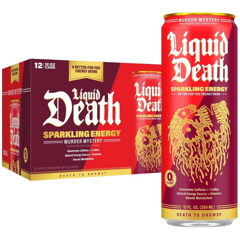 12pk Liquid Death Sparkling Energy Drink - Murder Mystery Flavor