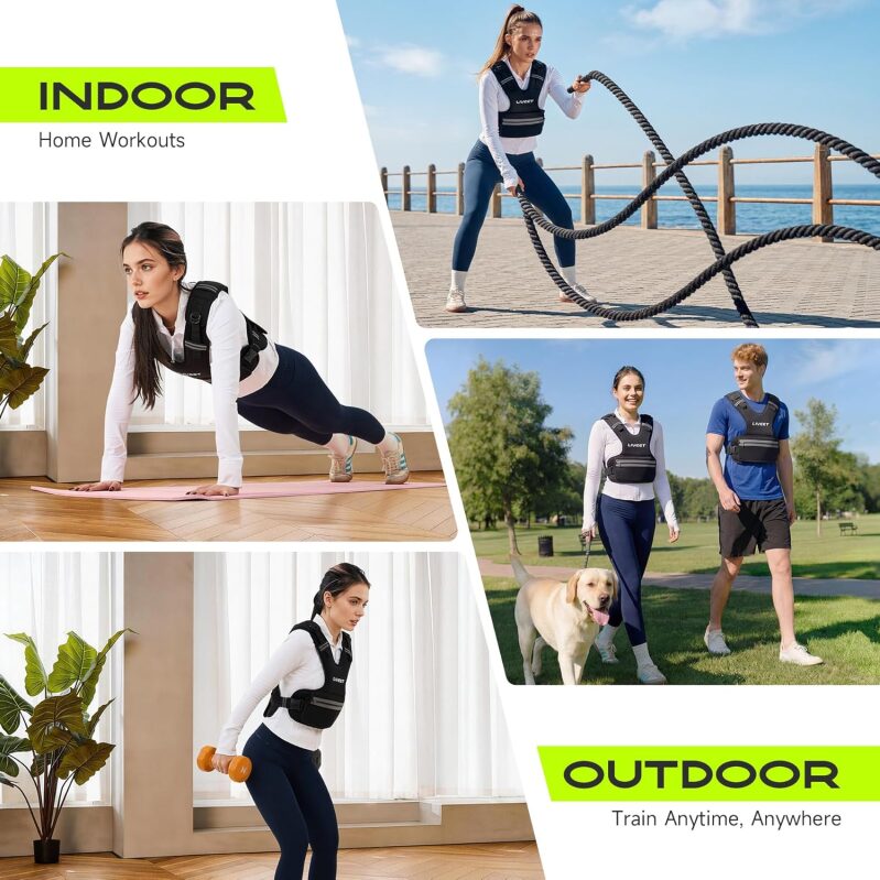 LIVEET Adjustable Weighted Vest - Silicone Soft Iron Weight Vest with 6 Removable Blocks