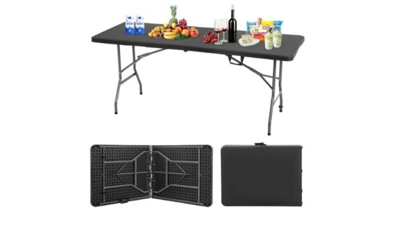 BestOffice Outdoor 6 FT Folding Camping Table - Perfect for Picnics, Parties & Camping