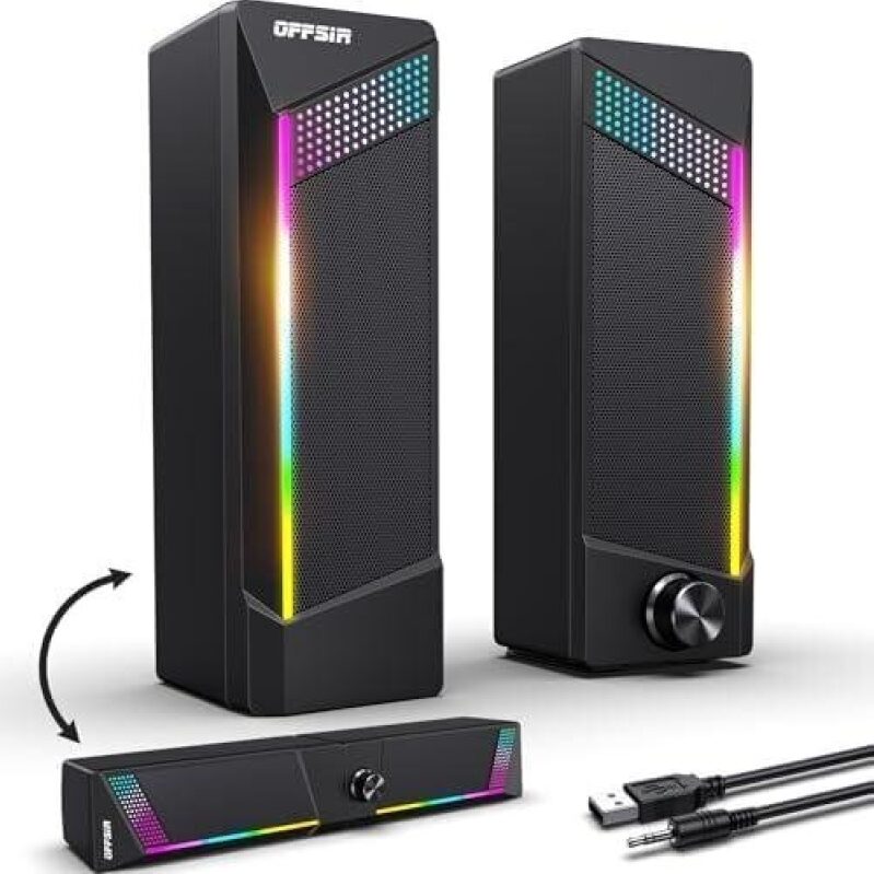 OFFSIR 2-in-1 RGB Touch Sensing PC Speakers - 68% Discount