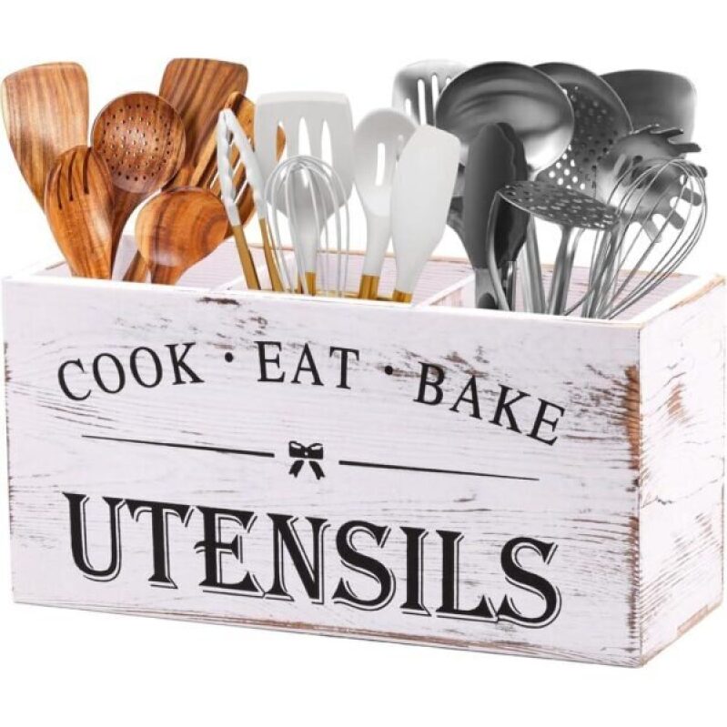 Maximize Your Kitchen Efficiency with Our Large Wood Utensil Organizer