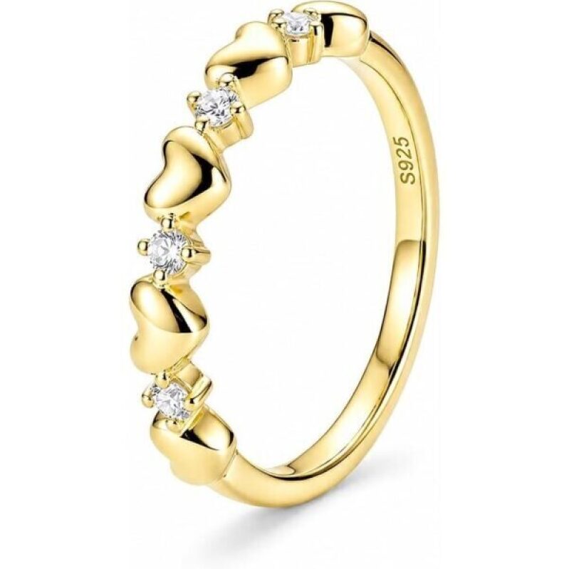 Affordable 14K Gold Plated Heart Ring with Cubic Zirconia