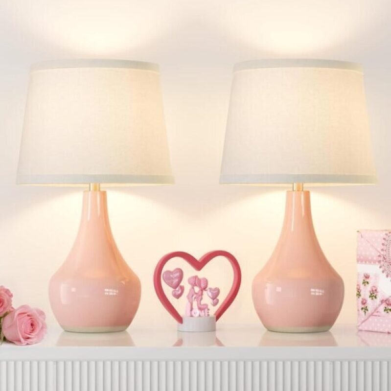 Affordable Pink Table Lamps Set of 2 – Perfect for Bedrooms, Nightstands, and Girls' Rooms