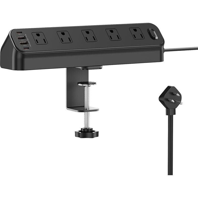 BEVA Desk Clamp Power Strip - 6FT, 10 Outlets, 4 USB Ports