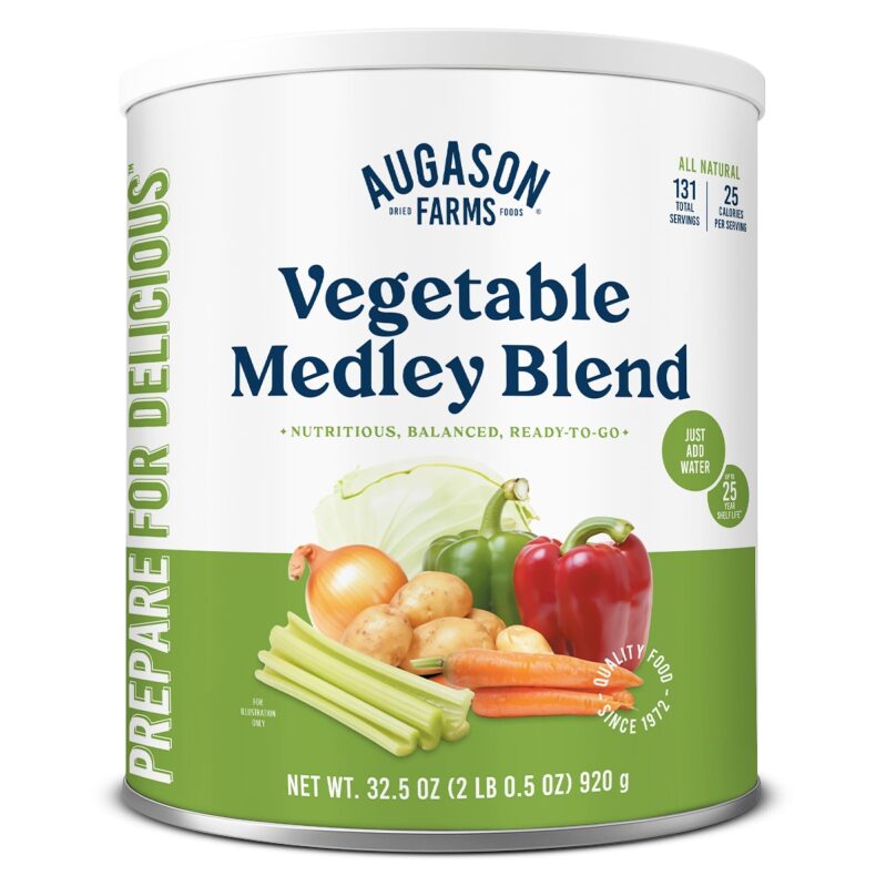Augason Farms Vegetable Medley Blend Can 131 Servings - Ready-to-Eat Meal Solution