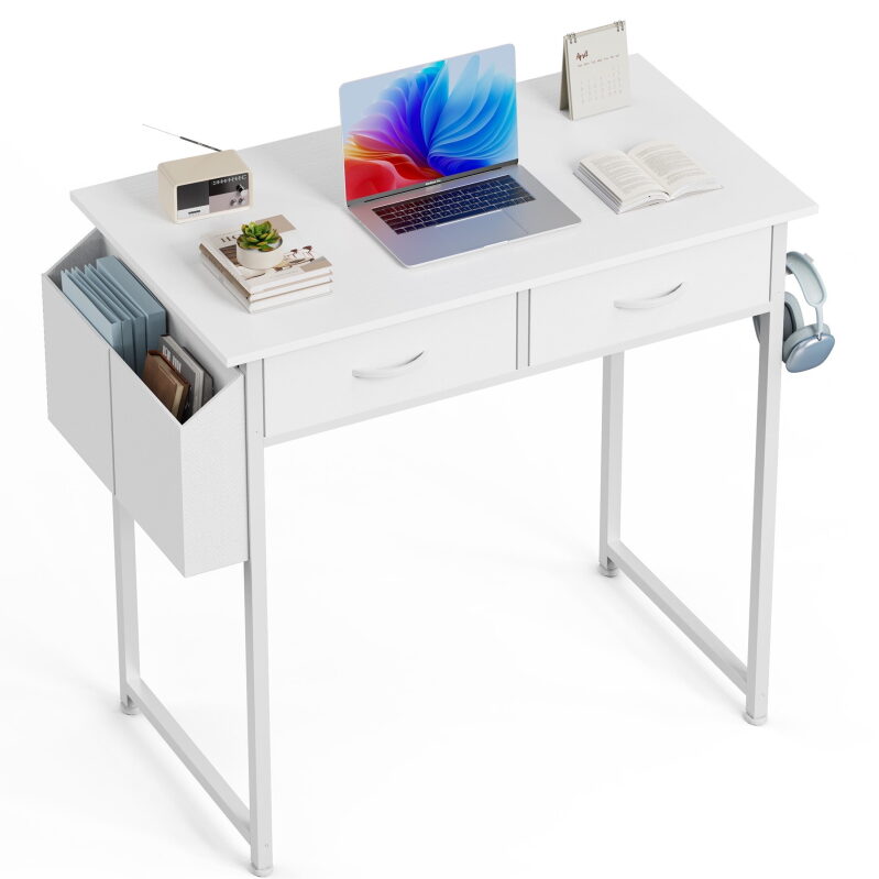 Versatile Small Desk with Drawers and Hook - Ideal for Multi-Use Spaces