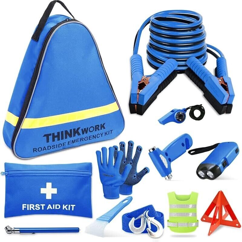 Comprehensive Car Emergency Kit for Teen Boys and Men - 55-Piece Roadside Assistance Set