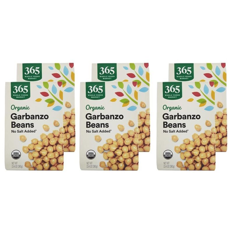 6pk Organic Unsalted Garbanzo Beans by 365, 13.4oz Each