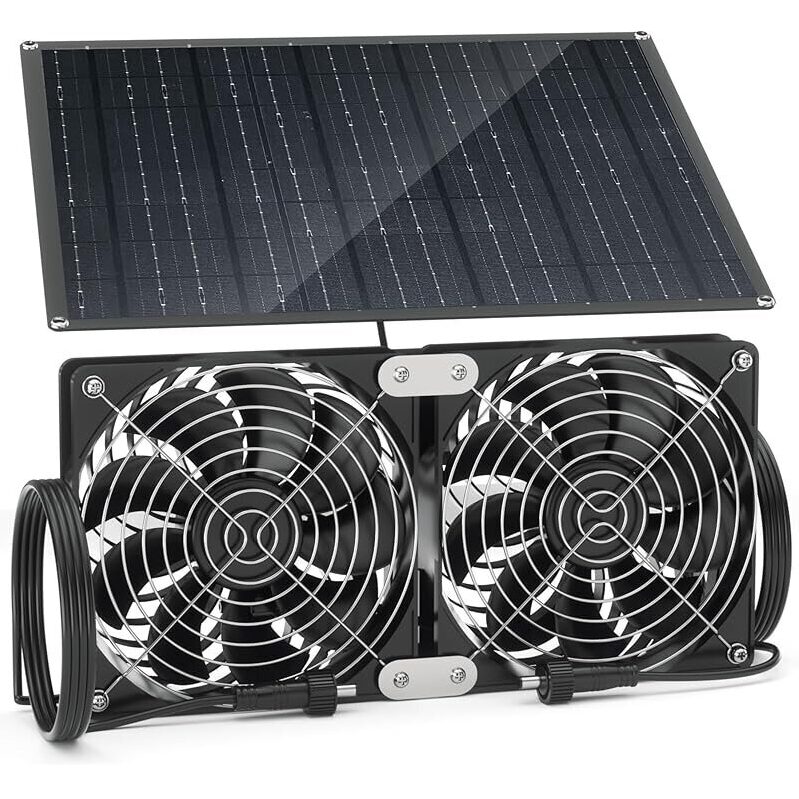 Moajerry 30W Greenhouses IPX7 Waterproof Solar Panel Fan Kit