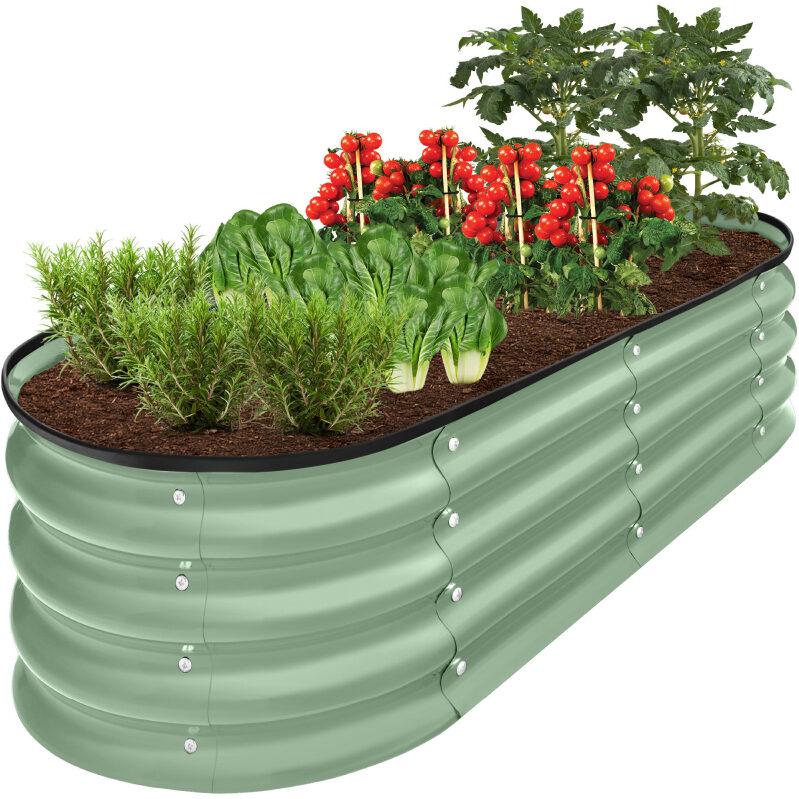 Outdoor Raised Metal Oval Garden Bed - 4x2x1ft