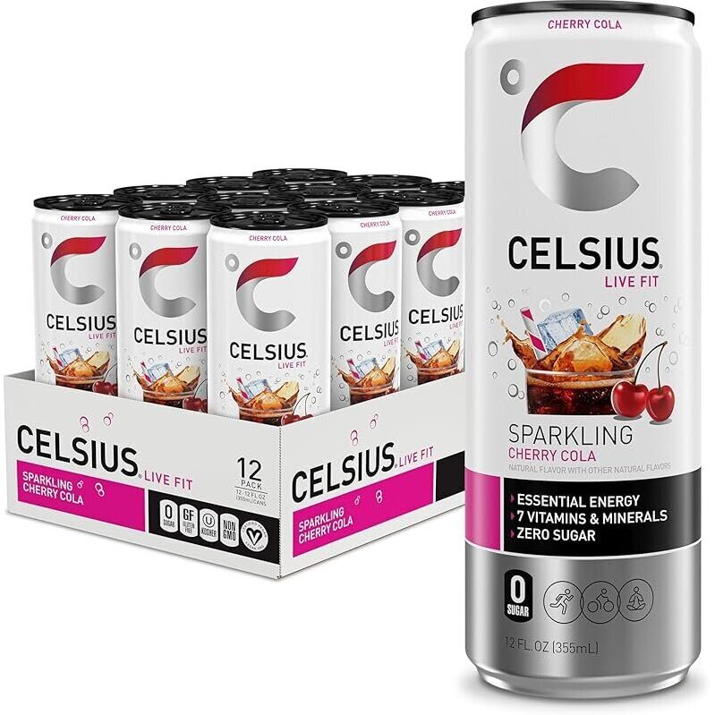 12-pk CELSIUS Sparkling Cherry Cola, Sugar Free Energy Drink 12oz