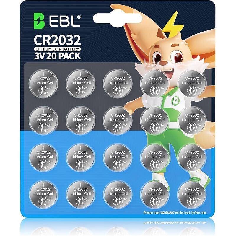 20-Pack EBL CR2032 Batteries 3V Coin Battery - Long-Lasting Performance