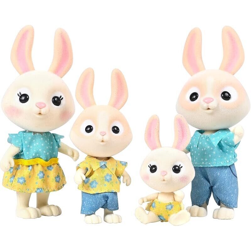 McScampers Rabbit Family 4-Piece Mini Doll Set - Adorable and Playful