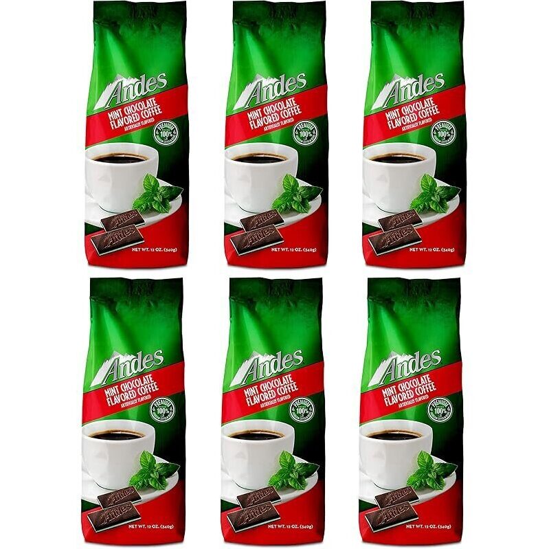 6pk Andes Coffee Flavored Ground Coffee Bags - Premium Arabica Mint Chocolate