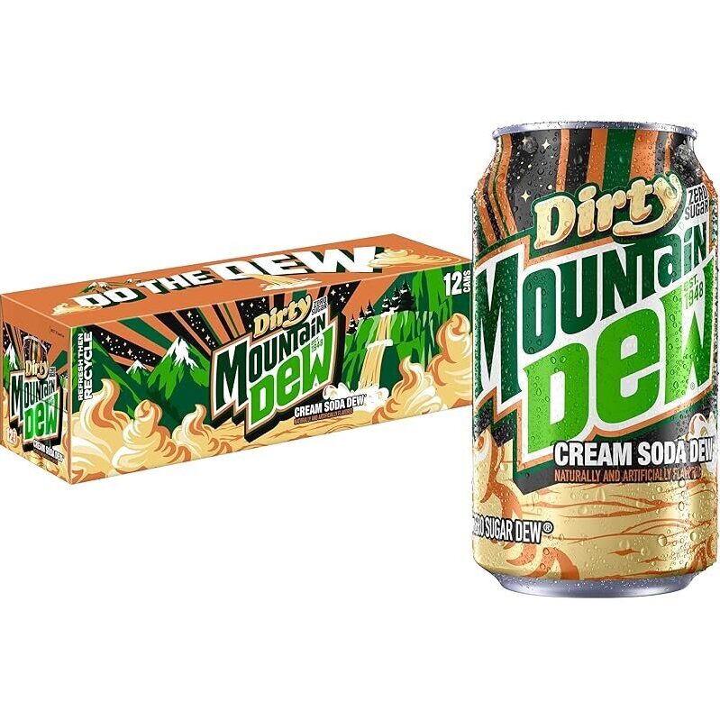 48-Pack Dirty Mountain Dew Zero Sugar Cream Soda Dew